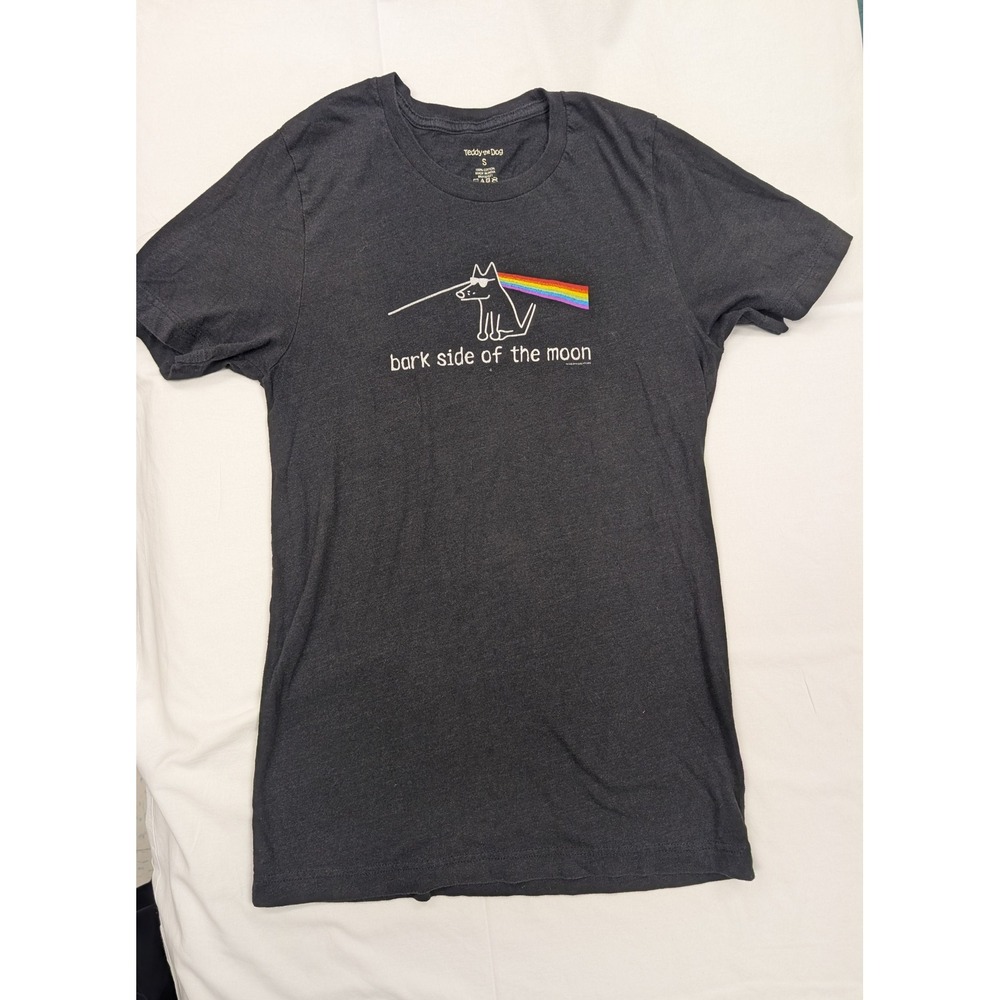 Teddy the Dog Bark Side of the Moon Graphic T-Shirt Women's S Pink Floyd Parody